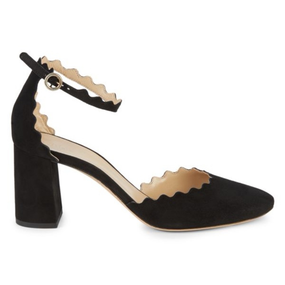 Chloe Lauren Suede Ankle Strap Heel - Black